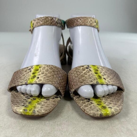 Kate Spade New York Lucia Ankle-Strap Sandals US 9.5 B Lemon Snakeskin Shoes - Picture 2 of 10